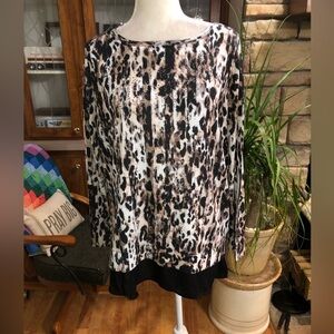 ZENERGY SIZE 1 SIZE MEDIUM ANIMAL PRINT LONG SLEEVE TOP WOTH SKIRT. EMBELLISHED